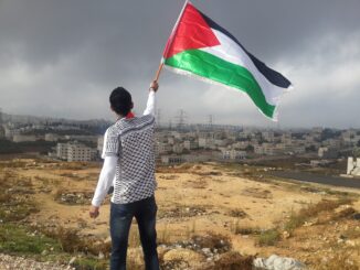 Podpora Palestinců na Václavském náměstí.